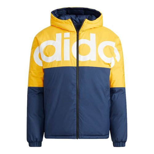 adidas neo M Dwn Rev Jkt Colorblock Large Logo Sports Stay Warm Reversible hooded down Jacket Color - Gold - H45285