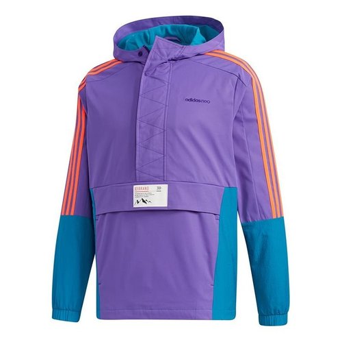 adidas neo M Ss Cs Wb Zipper Cardigan Windproof Colorblock Sports Hooded Jacket - Purple - GM2280