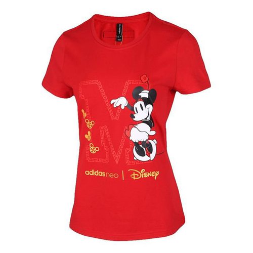 adidas neo x Disney Mickey Mouse Crossover Casual Sports Round Neck Short Sleeve Red - RED - GE7778