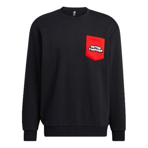 adidas neo x SESAME STREET Crossover Contrasting Colors Pocket Sports Round Neck Pullover Black - HD7290