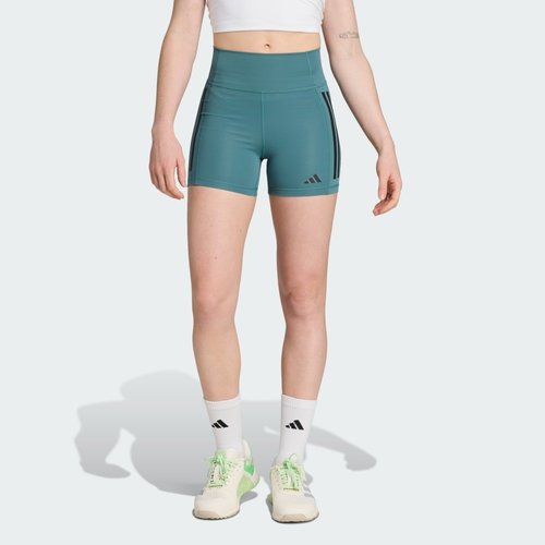 adidas Optimé 3-Stripes 1/4 Short Leggings - Preloved Teal - JX2817