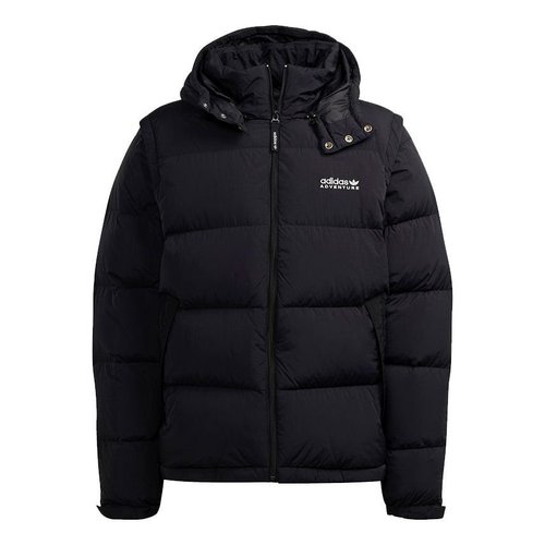 adidas Optimus Jacket Detachable Sleeve Stay Warm Sports hooded down Jacket Black - H13574