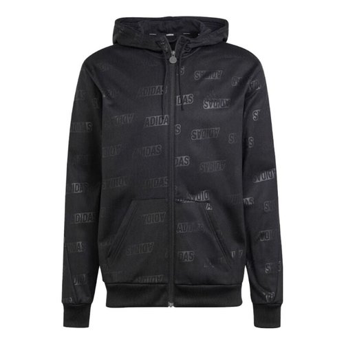 adidas Original Embossed Polar Fleece Full-Zip Hoodie - Black - IJ6427