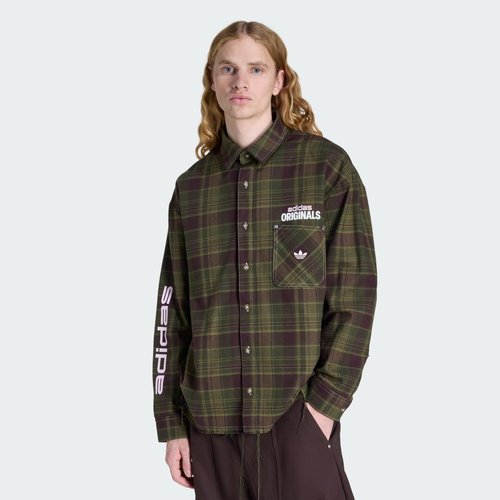 adidas Originals Flannel Long Sleeve Work Shirt - Focus Olive - KG6451