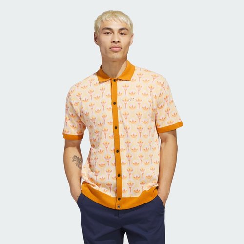 adidas Originals Knit Polo - White/Ice Tangerine/Dusky Orange - KB8579