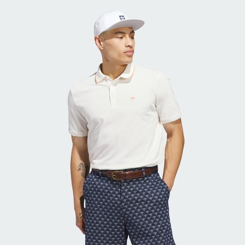 adidas Originals Twistknit Trefoil Polo Shirt - Chalk White/Dusky Orange - JY9945