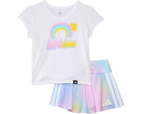 adidas Pleated T-Shirts Aop Flounce Skort Set Sets - White - AG10109N-100