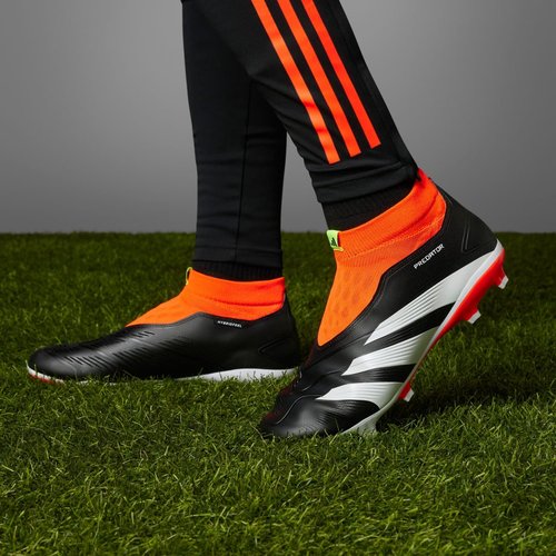 adidas Predator 24 League Laceless FG - Core Black/Cloud White/Solar Red - IG7768