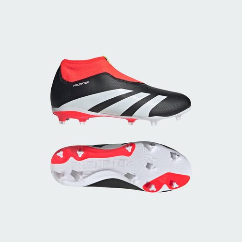 adidas Predator 24 League Laceless FG - Core Black/Cloud White/Solar Red - IG7754