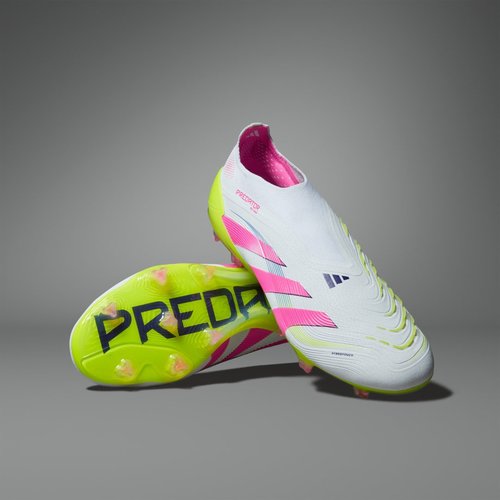 adidas Predator 24 Elite Laceless FG - Cloud White/Lucid Pink/Lucid Lemon - ID3876