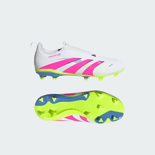 adidas Predator 24 League Laceless FG MG K - Cloud White/Lucid Pink/Lucid Lemon - ID3754
