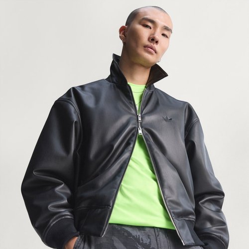 adidas Premium Essentials Pleather Bomber Jacket - Black - KD2943