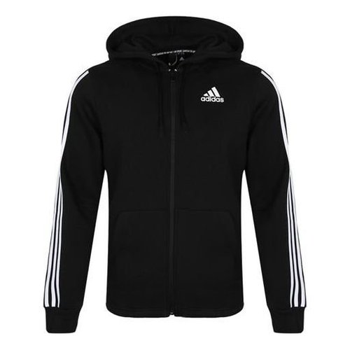 adidas Printing Sports Fleece Lined hooded Knit Jacket - Black - DQ1455