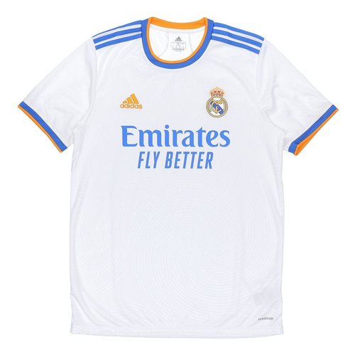 adidas real Madrid 21-22 Season SW Fan Edition Home Alphabet Logo Stripe Sports Short Sleeve Soccer/Football Jersey - White - GQ1359