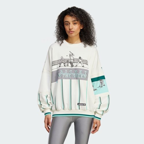 adidas Retro Sports Cricket-Inspired Crew Sweatshirt - Off White - KA4386