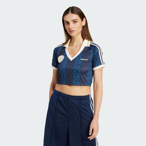 adidas Retro Sports Cricket-inspired Cropped Jersey - Black/Night Indigo - KA4379