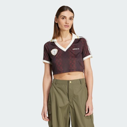 adidas Retro Sports Cricket-inspired Cropped Jersey - Night Brown/Night Red - KA4378