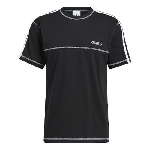 adidas ribbed Round Neck Short Sleeve - Black - GN3886