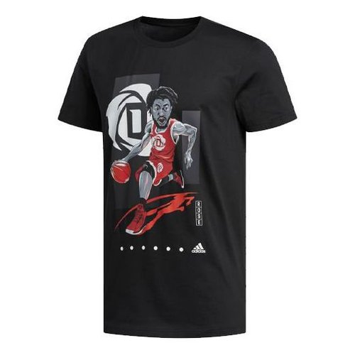 adidas ROSE GU TEE Basketball Sports Short Sleeve - Black - FM4773