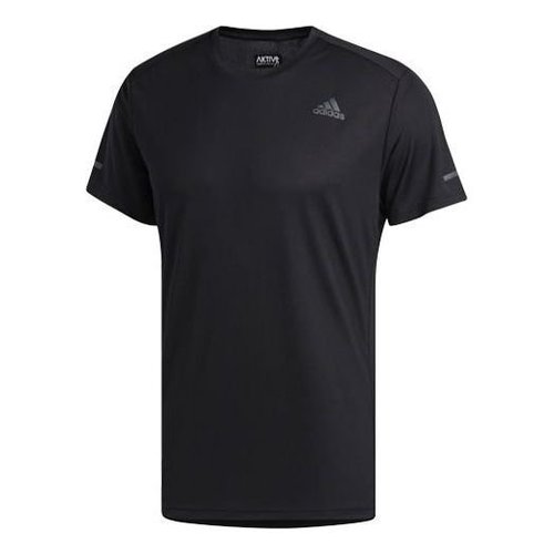 adidas Run It Tee M Logo Training Sports Short Sleeve - Black - FL6972