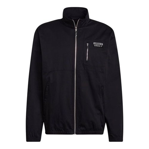 adidas R.y.v. Cotton Twill Double Label Training Sports Stand Collar Logo Jacket - Black - H11457