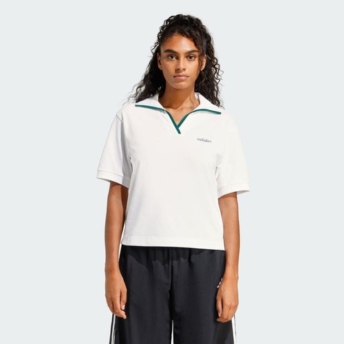 adidas Seasonal Essentials Colorpop Polo with Embroidered Graphic - White/Collegiate Green - JZ0191