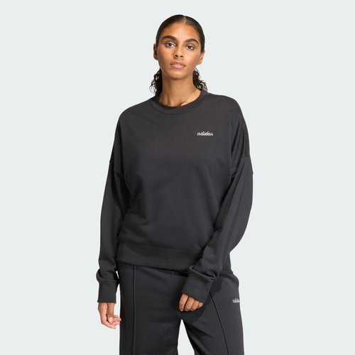adidas Seasonal Essentials Colorpop Sweatshirt with Embroidered Graphic - Black/Off White - KC3995