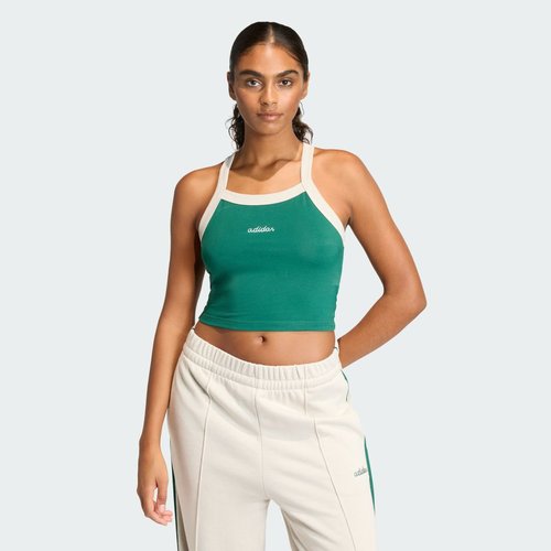 adidas Seasonal Essentials Colorpop Tank with Embroidered Graphic - Collegiate Green/White - JZ0195