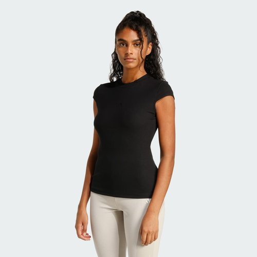 adidas Seasonal Essentials Rib Cap-Sleeve Tee - Black - JZ0278