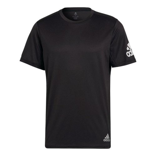 adidas Shoulder Logo Printing Solid Color Round Neck Short Sleeve Black - HB7470