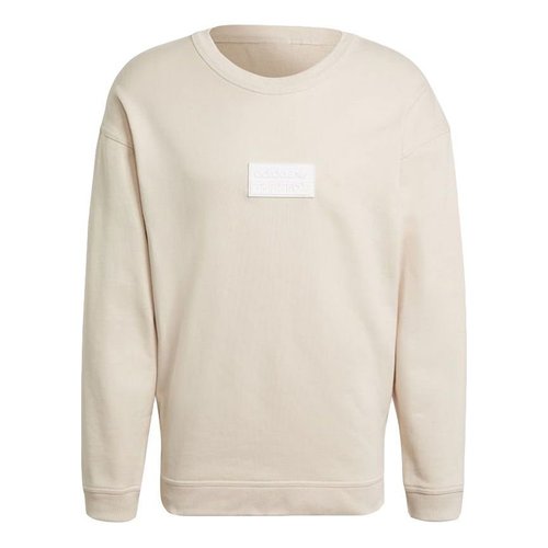 adidas Silicon Crew Logo Label Sports Round Neck Pullovery White - Cream - GN3290