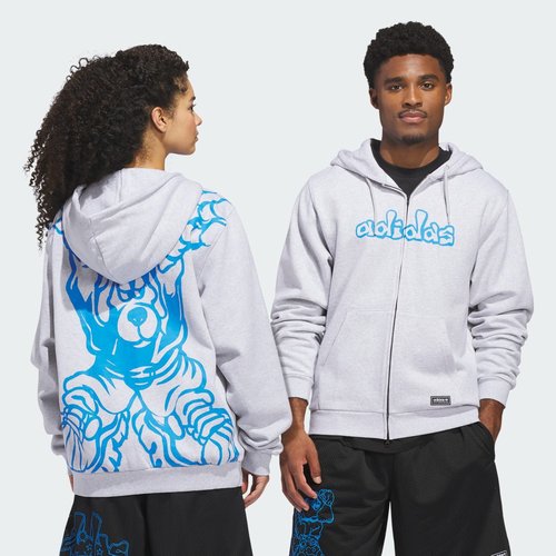 adidas Skateboarding x Kogancult Zip-Up Hoodie - Light Grey Heather/Lucid Ray Blue - KC6307