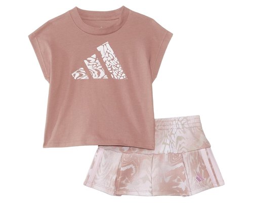 adidas Sleeveless Box Top Aop French Terry Skort Set Sets - Warm Clay - AG10112N-250