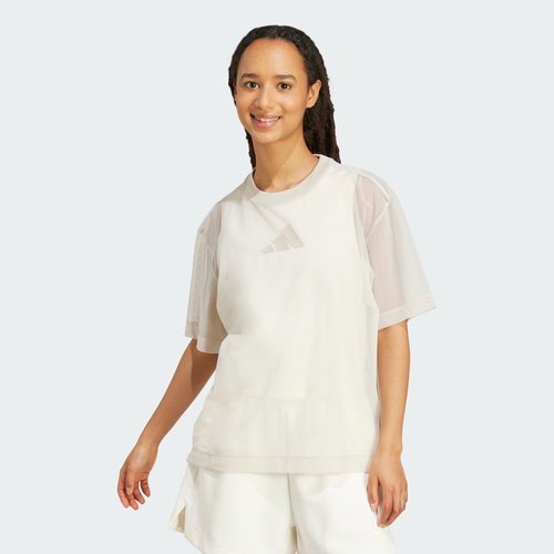 adidas Soft Lux Mesh Tee - Beige - JV9873