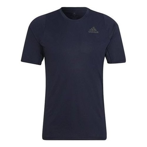 adidas Solid Logo Athleisure Casual Sports Round Neck Short Sleeve Navy Blue T-Shirt - Multi-Color - HC0408