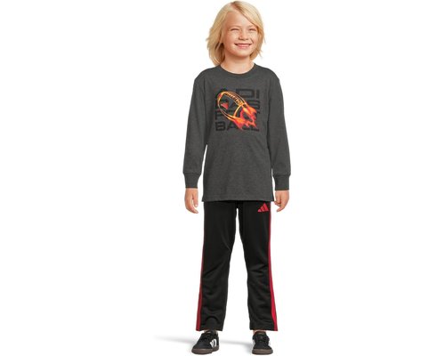 adidas Sport Graphic Cotton T-Shirts Pant Set Toddler/Little Kid Workout - Dark Grey Heather - AG10600C