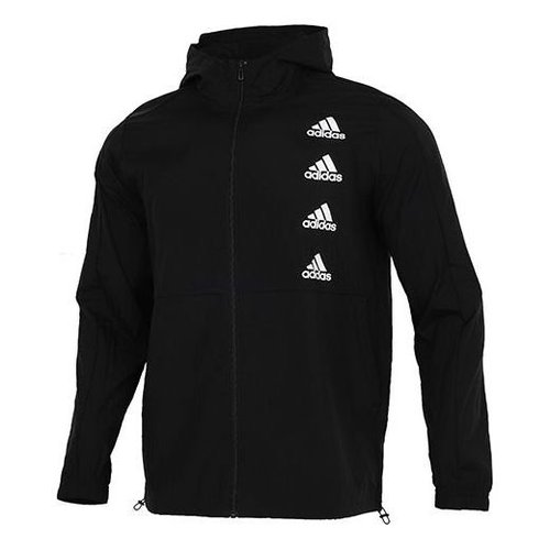 adidas Sports Running Training Woven Hooded Jacket - Black - GK9370