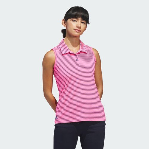adidas Performance Stripe Sleeveless Polo Shirt - Lucid Pink - JX6757