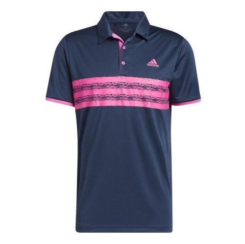 adidas Stripe Printing Golf Sports Short Sleeve Navy Blue Polo Shirt - GL0101