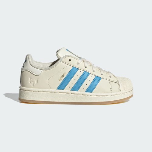 Lionel Messi x adidas Superstar C - Cream White/Semi Blue Burst/Gold Metallic - JR9602