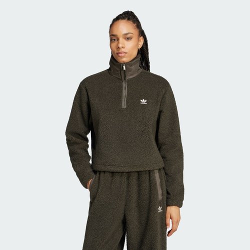 adidas Teddy Fleece 1/2 Zip Jacket - Shadow Olive - IY9406
