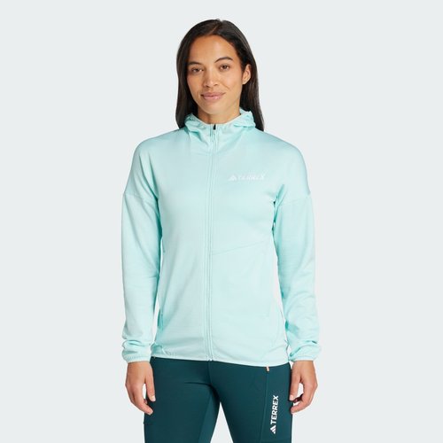 adidas Terrex Xperior Climawarm Light Fleece Hooded Jacket - Semi Flash Aqua - JN0924