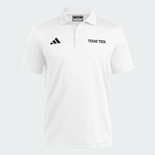 adidas Texas Tech Red Raiders Coaches Ottoman Polo - White/Black/Black - KA2221