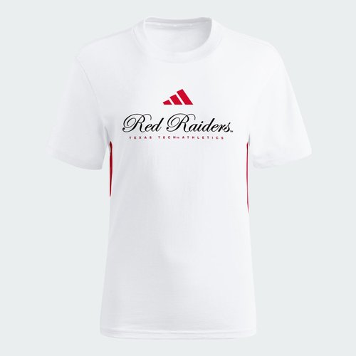 adidas Texas Tech Red Raiders Essentials 3-Stripes Tee - White/Team Power Red/Ncaa-Txt-7tb - KC4448