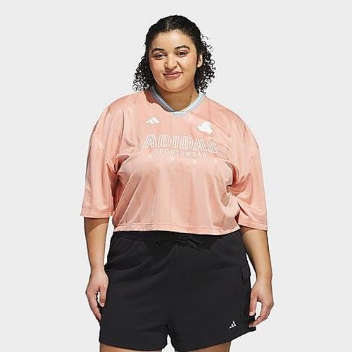 adidas Tiro Cut 3-Stripes Oversized Jersey Plus Size - Ambient Blush/Ash Grey - JN0312