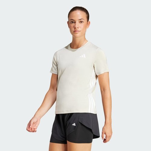 adidas Train Essentials 3-Stripes Workout Tee - Beige/White - JD6530