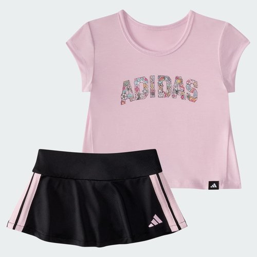 adidas Two-Piece Pleated Tee and Flounce Skort Set - Clear Pink - JK0606