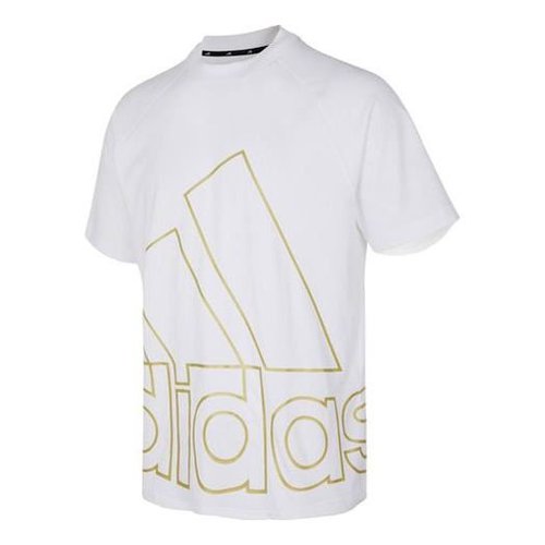 adidas U Big Logo T Leisure Sports Crewneck Letter Print Short Sleeve - White - H60663