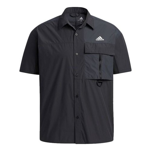 adidas Utl Ss Shirts Contrasting Colors Loose Sports Short Sleeve Shirt - Black - H13778