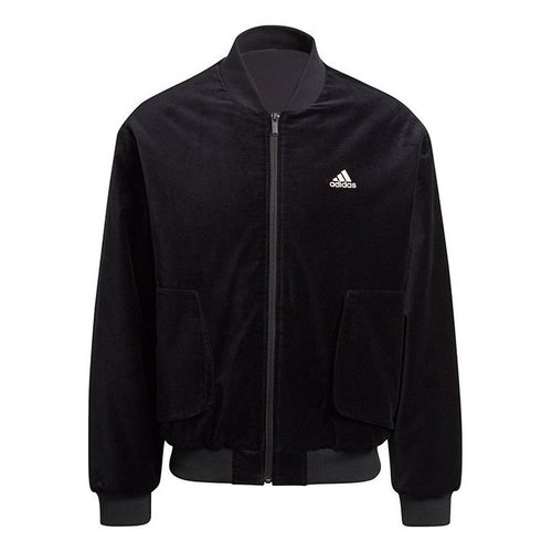 adidas Velvet Bomber M Solid Color Sports Jacket - Black - H25097